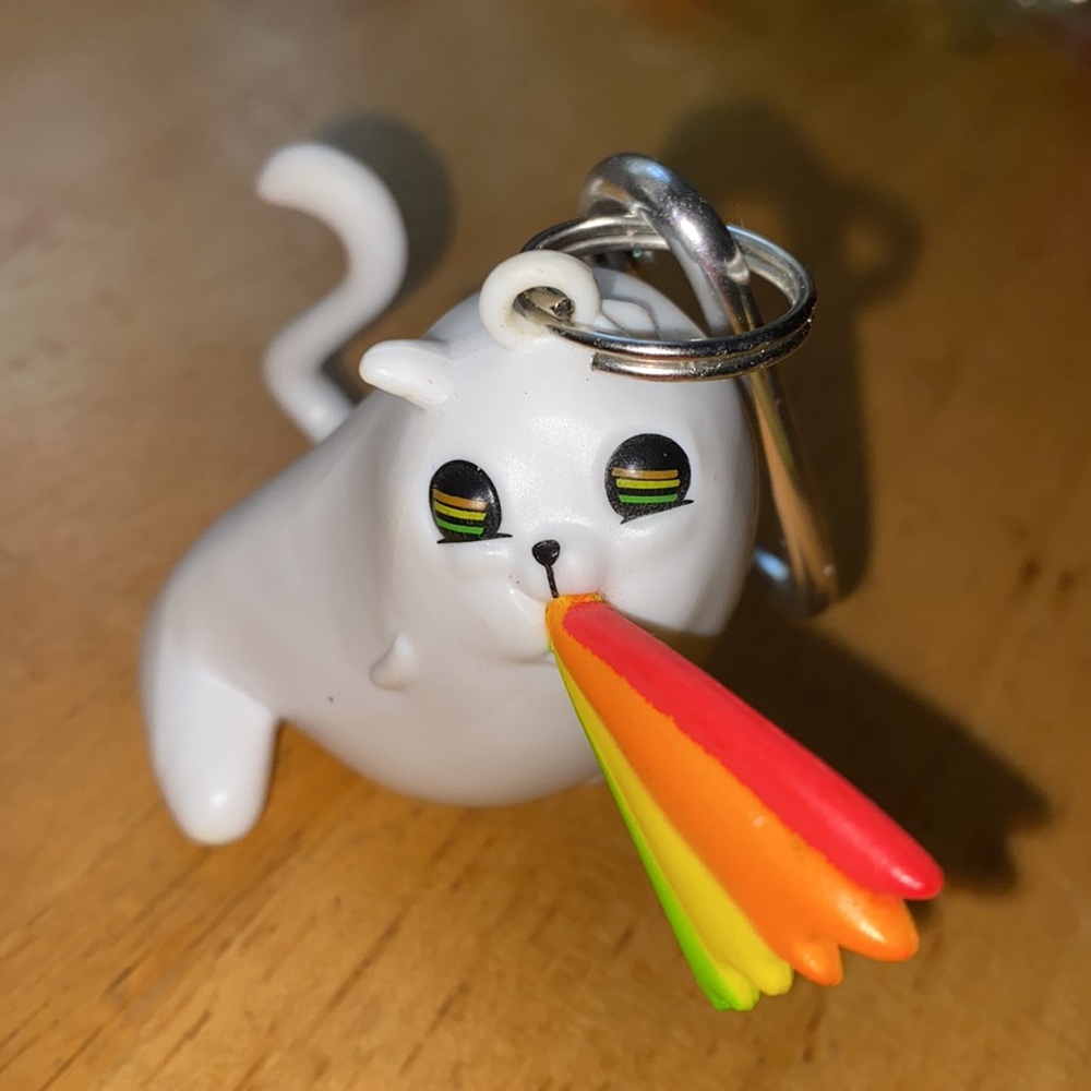 Exploding Kitten Backpack Charm Keychain | Rainbow Ralphing Cat - Picture 6 of 8